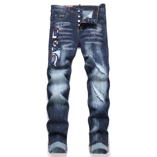 DSQ Embroidery Ripped Jeans