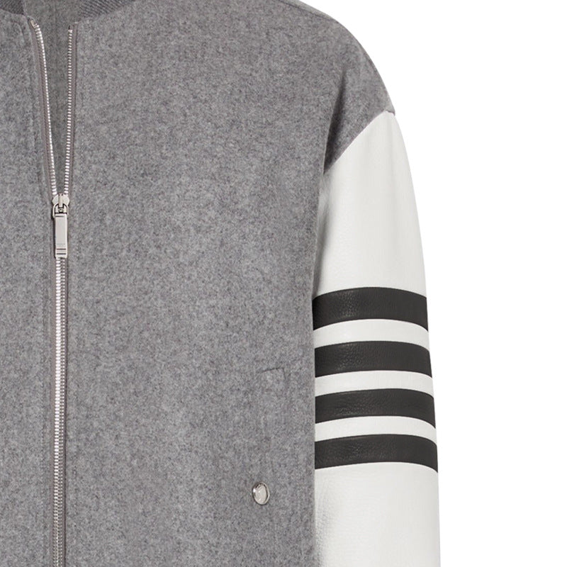 Leather sleeves coat