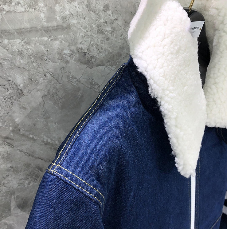 2025  Top-grade denim lambswool down jacket