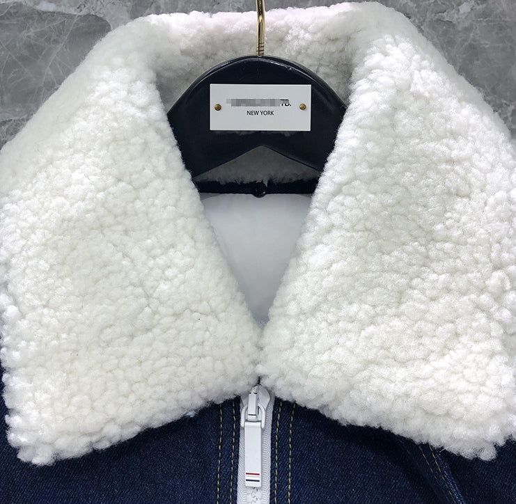 2025  Top-grade denim lambswool down jacket