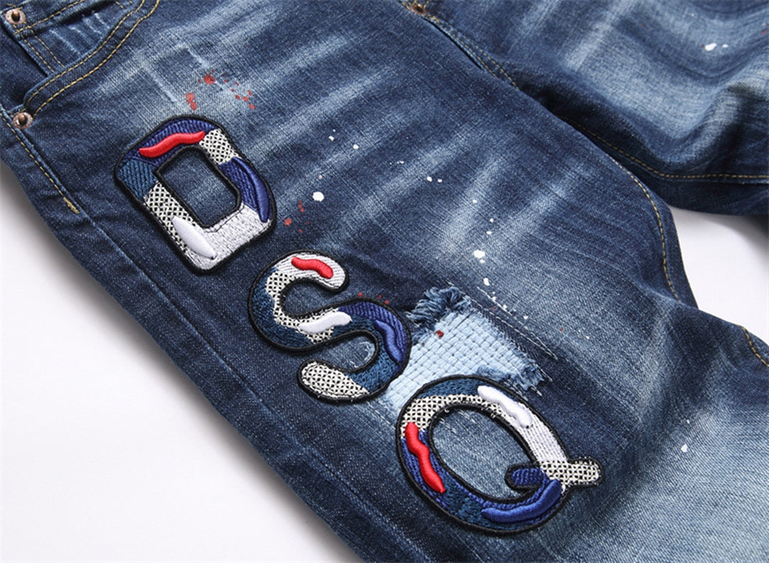 DSQ Embroidery Ripped Jeans