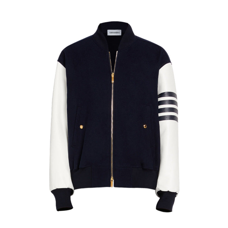 Leather sleeves coat