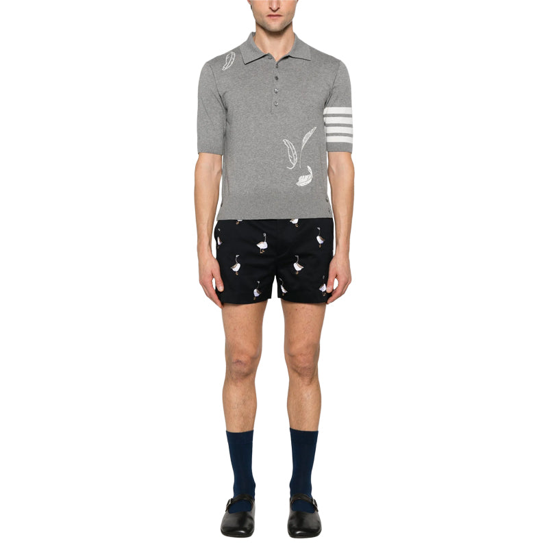 2025  Feather Leaf Knitted POLO Shirt