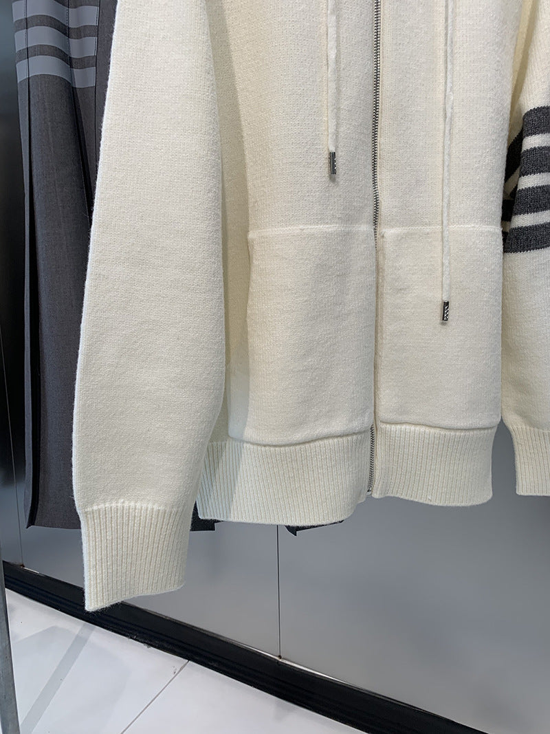 Four-bar knit cardigan