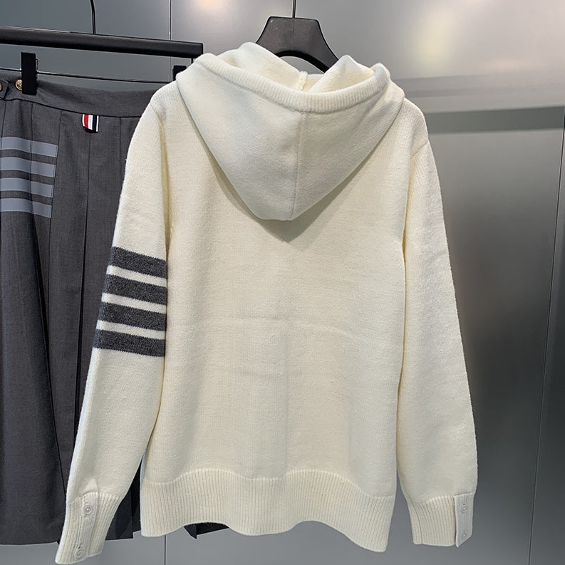 Four-bar knit cardigan