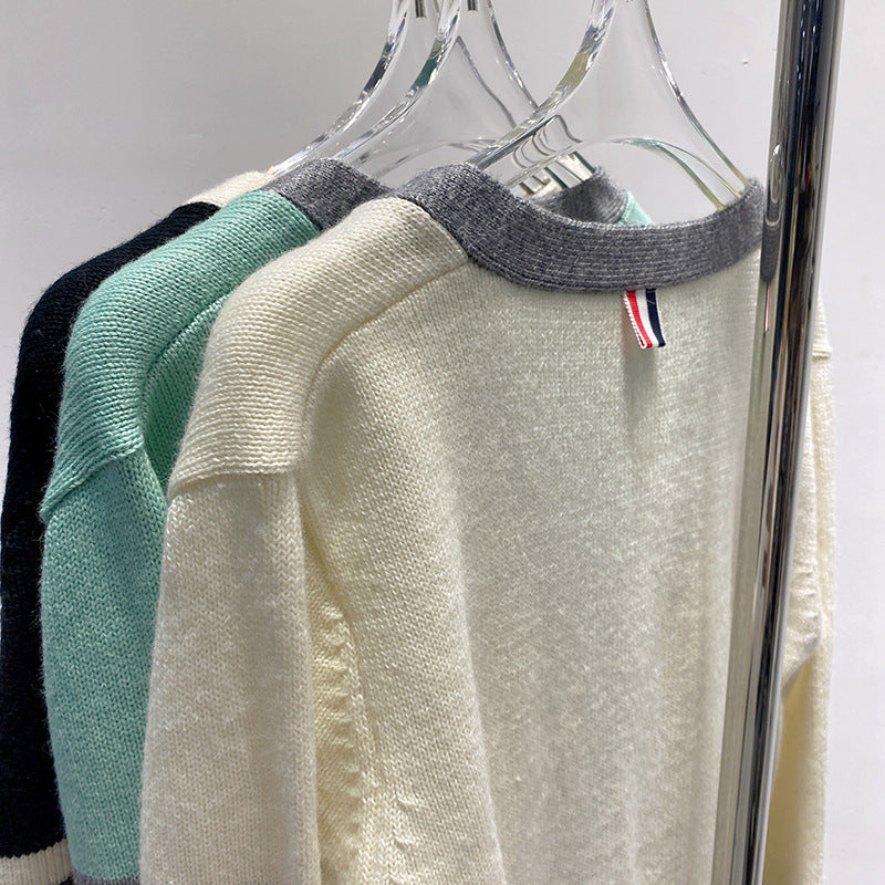 2025 Four-bar wool cardigan