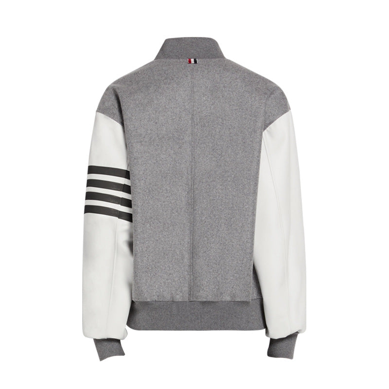 Leather sleeves coat