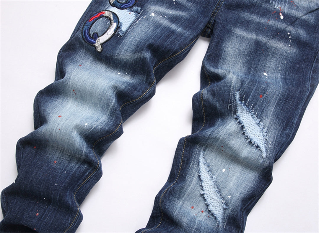DSQ Embroidery Ripped Jeans