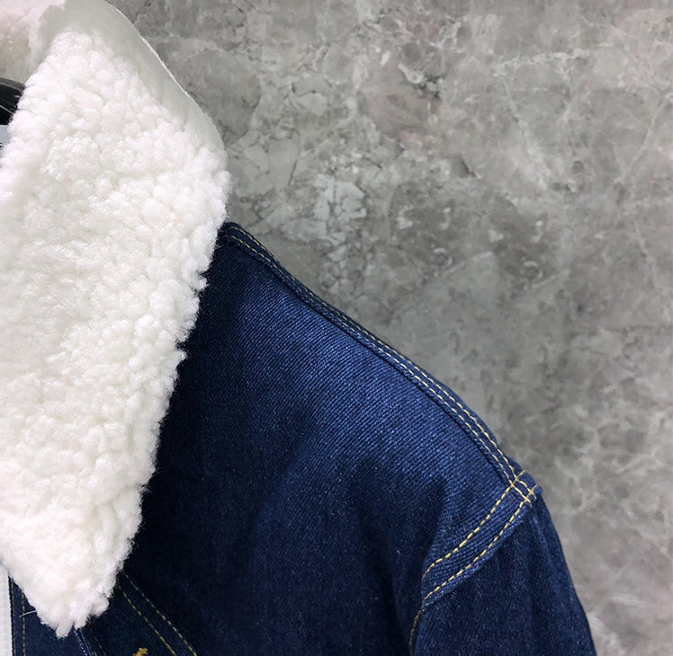 2025  Top-grade denim lambswool down jacket