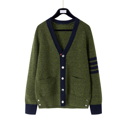Cotton and wool knitted cardigan