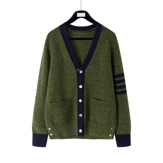 Cotton and wool knitted cardigan