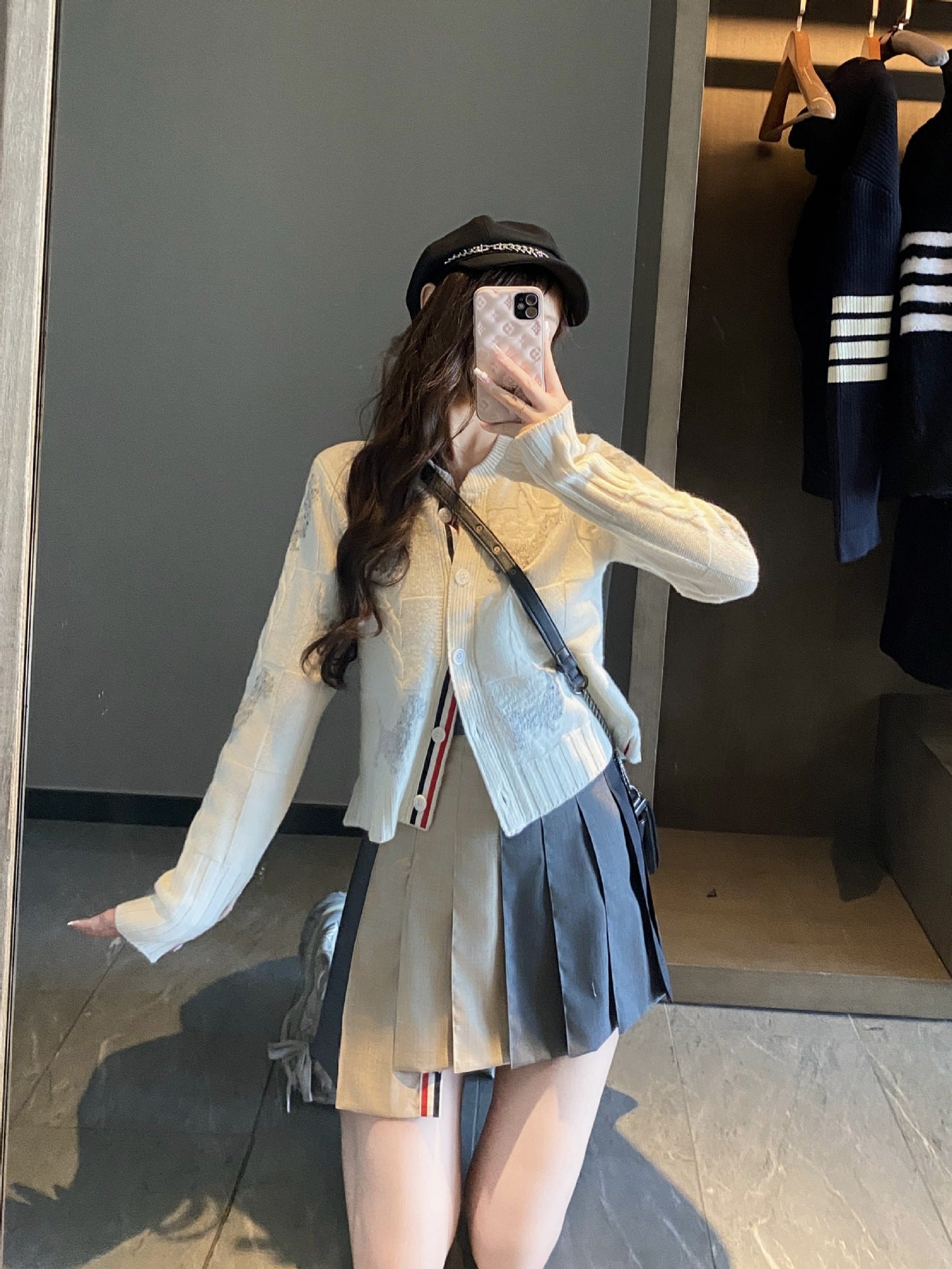 2025ss Colorblock pleated skirt