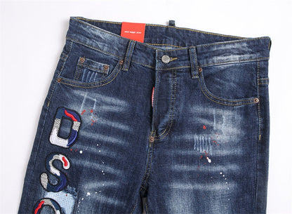 DSQ Embroidery Ripped Jeans