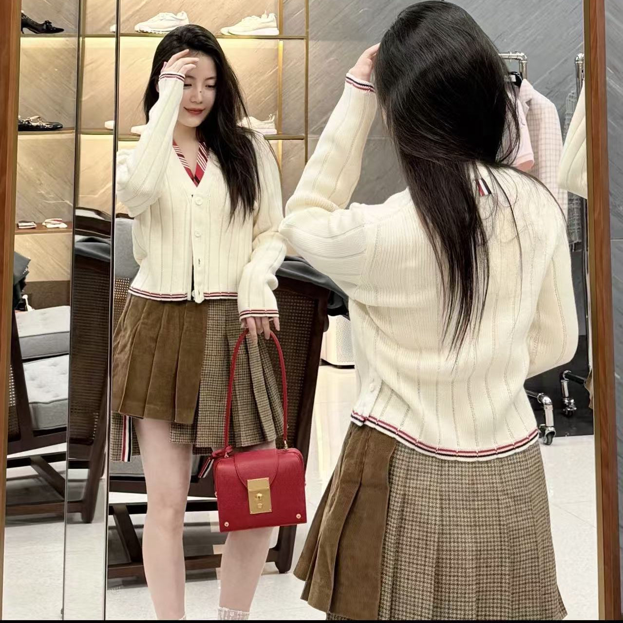 Cotton and wool knitted cardigan