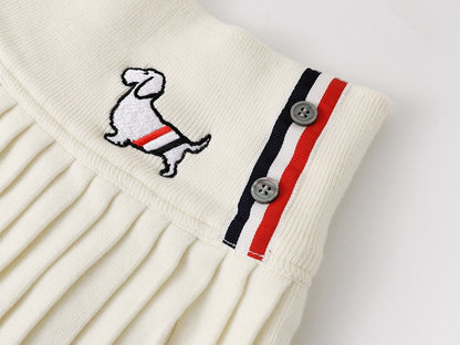 2025 Puppy Knitted Pleated Skirt