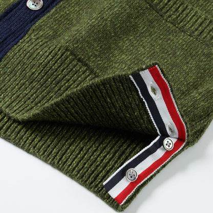 Cotton and wool knitted cardigan