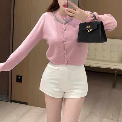 2025 Beaded and Diamond-Encrusted Knit Cardigan