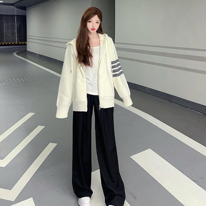 Four-bar knit cardigan