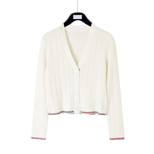 Cotton and wool knitted cardigan