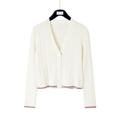Cotton and wool knitted cardigan