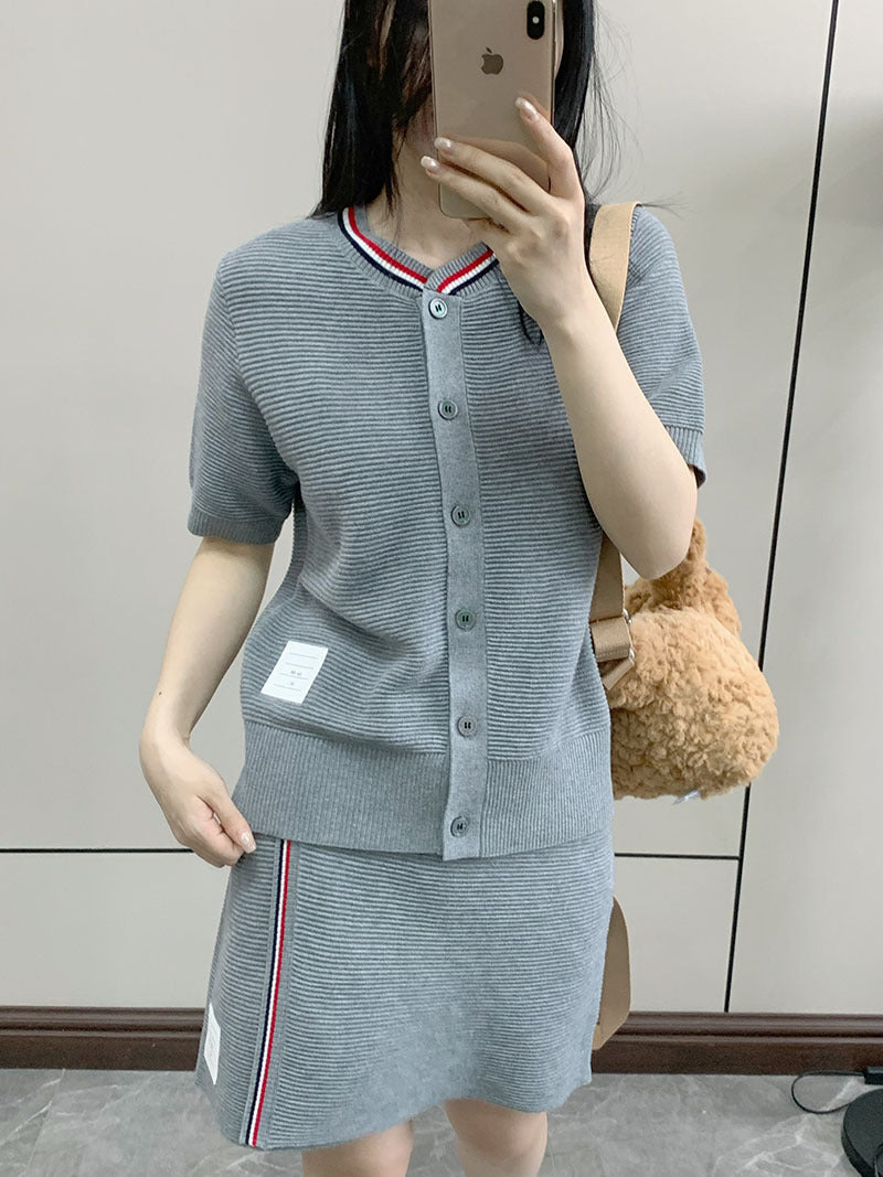 2025 knitted short-sleeved cardigan