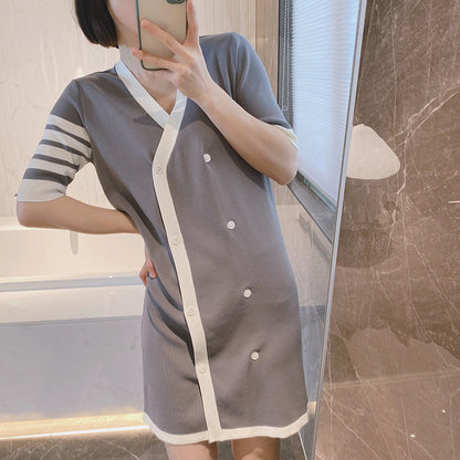 2025 Four-bar T-shirt dress