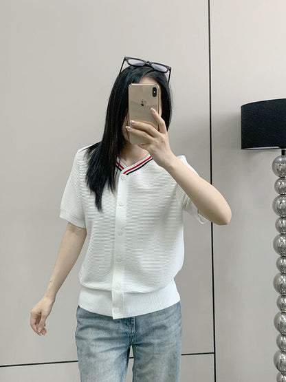 2025 knitted short-sleeved cardigan