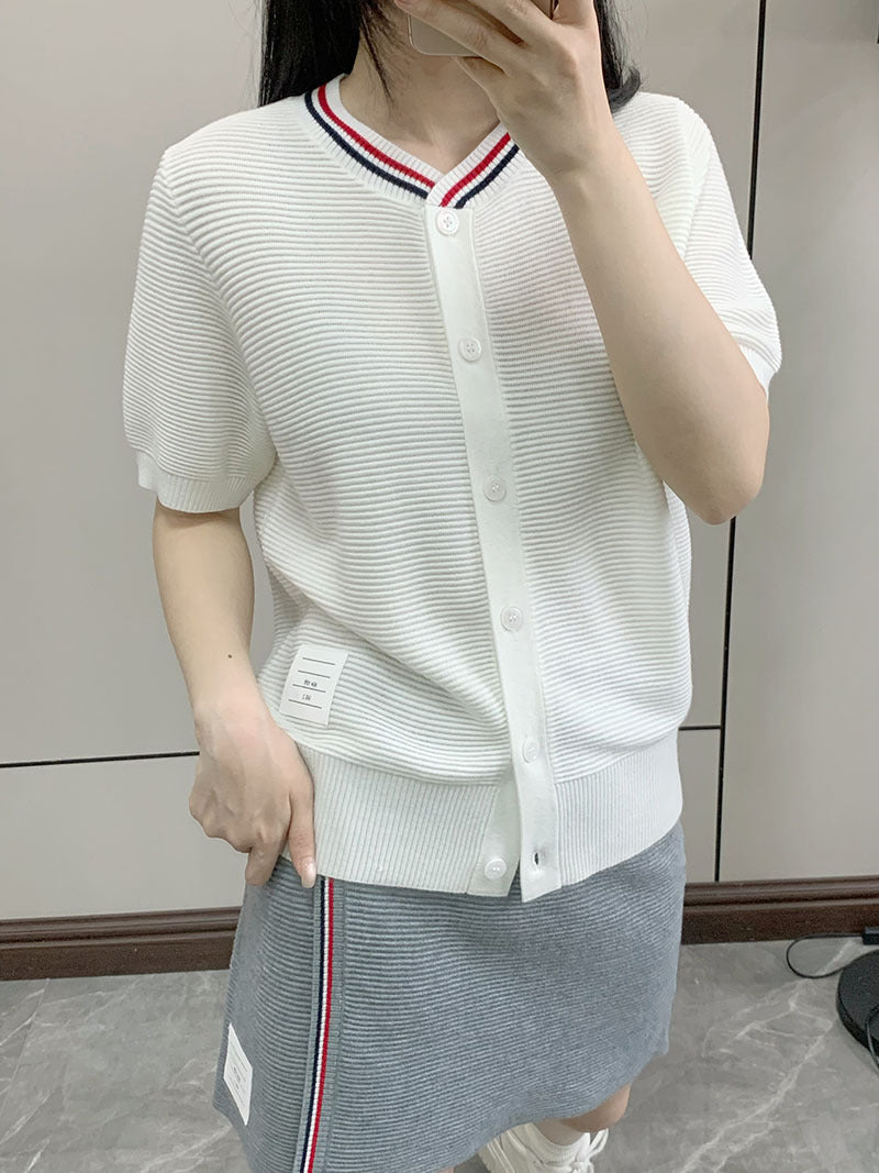 2025 knitted short-sleeved cardigan