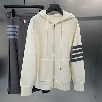 Four-bar knit cardigan