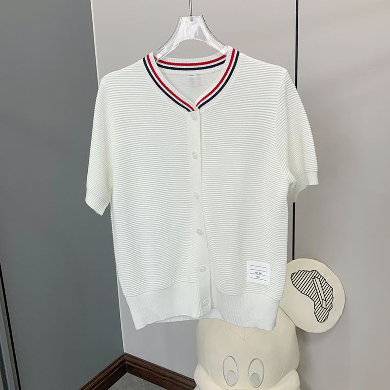2025 knitted short-sleeved cardigan