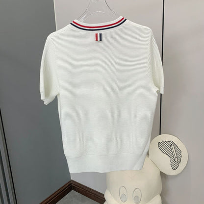 2025 knitted short-sleeved cardigan