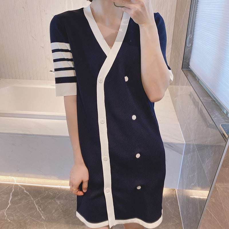 2025 Four-bar T-shirt dress