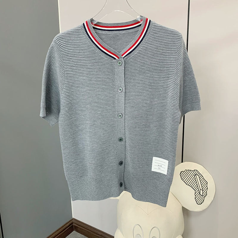 2025 knitted short-sleeved cardigan