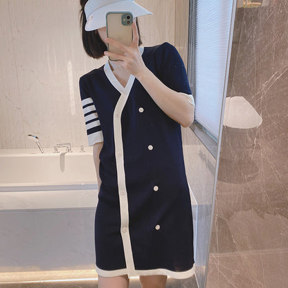 2025 Four-bar T-shirt dress