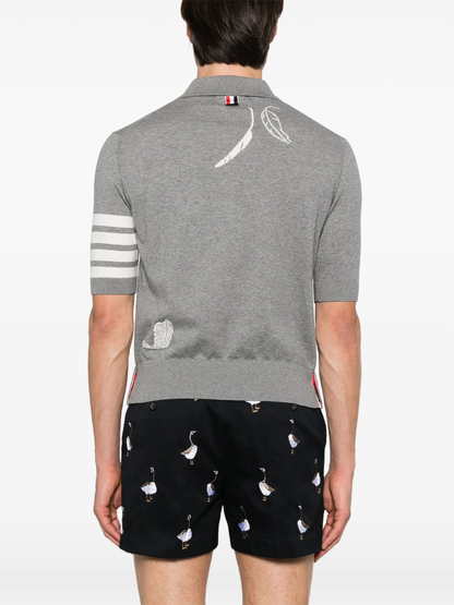 2025  Feather Leaf Knitted POLO Shirt