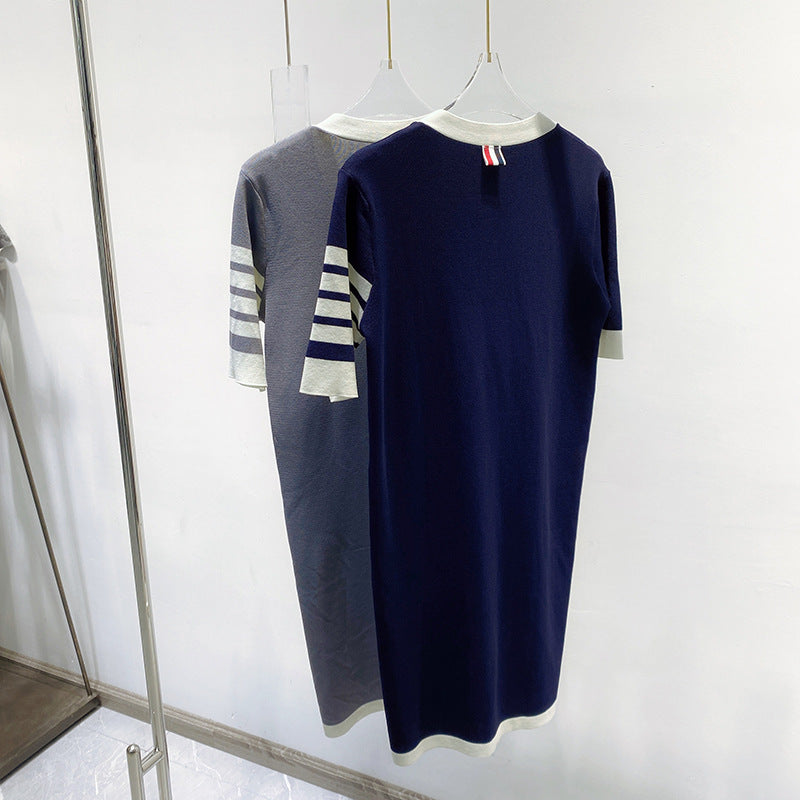 2025 Four-bar T-shirt dress