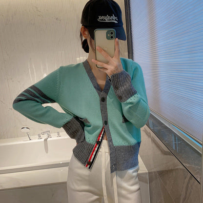 2025 Four-bar wool cardigan