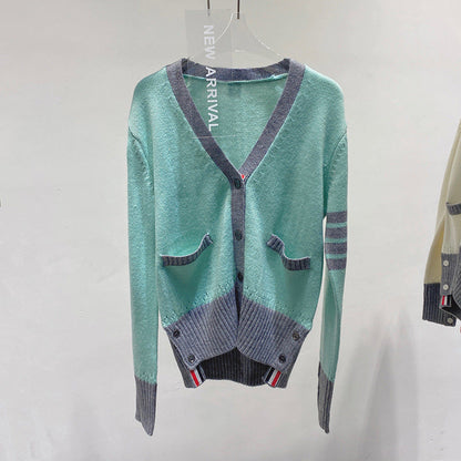 2025 Four-bar wool cardigan
