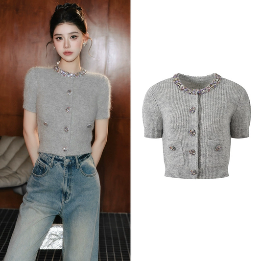 2025 Beaded Knit Short-Sleeve T-Shirt