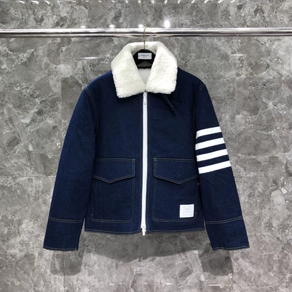 2025  Top-grade denim lambswool down jacket