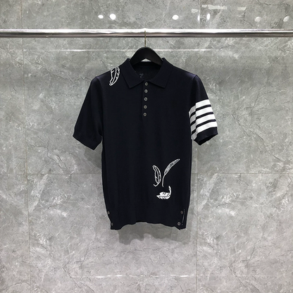 2025  Feather Leaf Knitted POLO Shirt